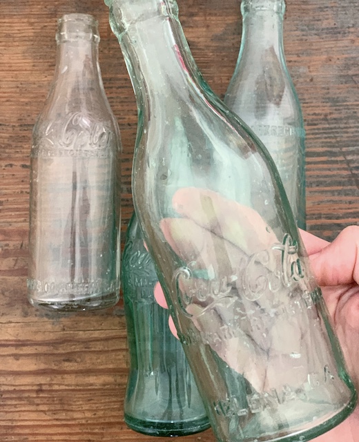 Old Small Clear Glass Bottle 6 x 2 3/8 x 1 w/Embossed Sides 5
