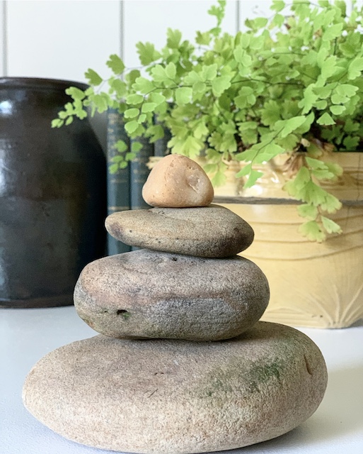 a stack of stones sitting on a table