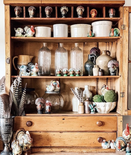 A cupboard filled with vintage thanksgiving goodies