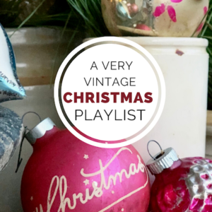 a vintage music playlist graphic with ornaments