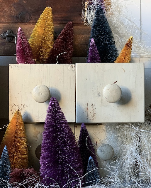 dyed trees in a drawer
