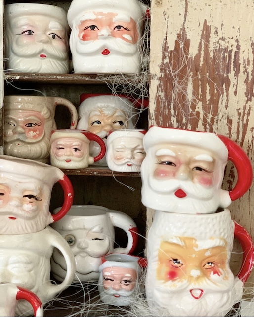 close up of Santa mugs