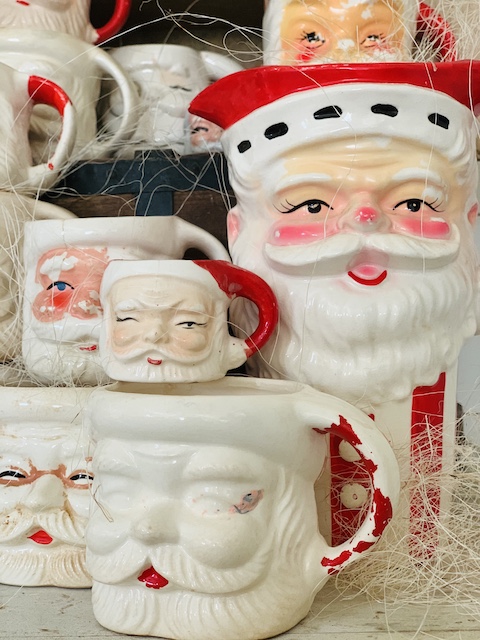 santa mugs and a pitcher