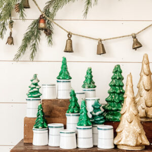 gurley tree candles set in small creamers