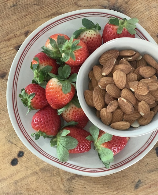 strawberries with almonds on a plate