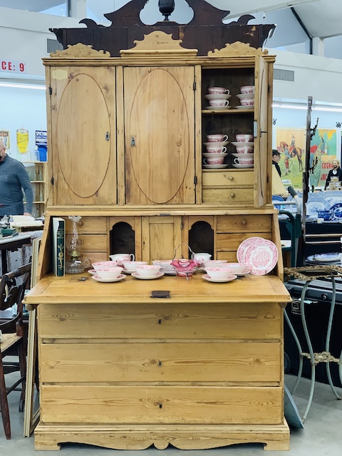 a bleached pine hutch for sale at an antique market