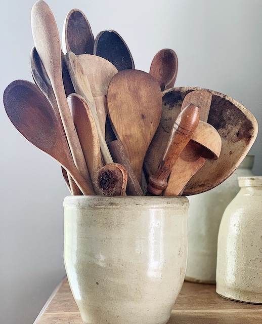 a collection of wooden spoons