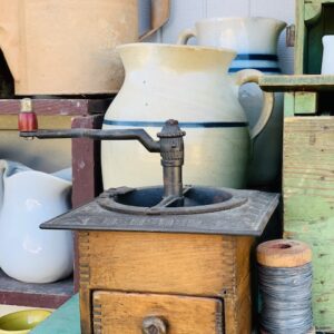 vintage coffee grinder and other old items