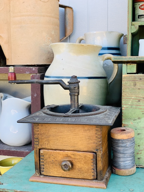 vintage coffee grinder and other old items