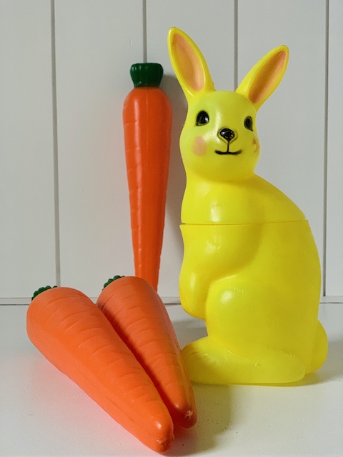 old blow molds used as Easter Decor