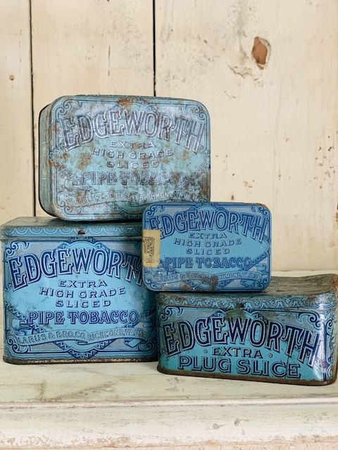 blue tins from an estate sale