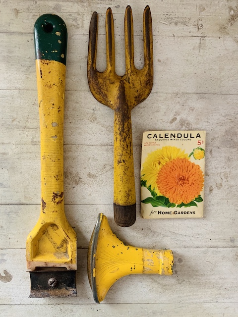garden items for vintage yellow vignette