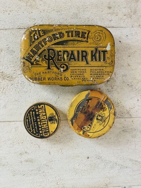 small vintage yellow tins