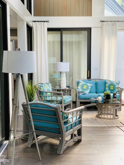 A view of the sunroom at the beach house