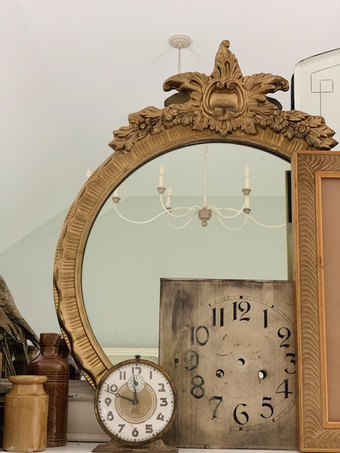 a mirror on a mantle