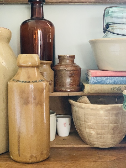 several old stoneware vessels 