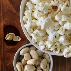 popcorn and nuts for a very healthy snack