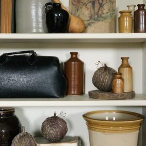 on shelf with vintage goodies