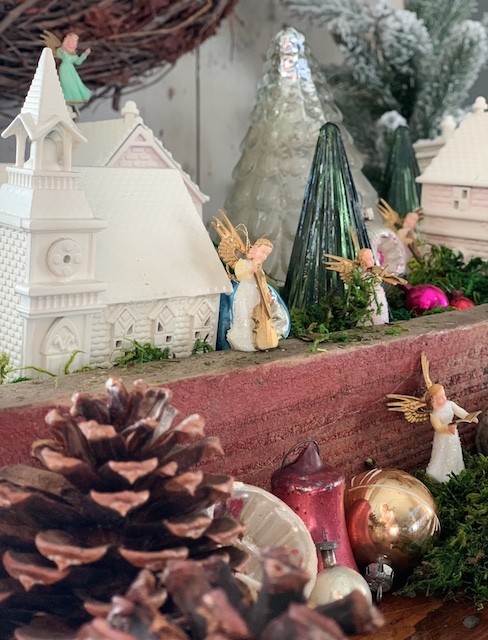 a side view of diy christmas village