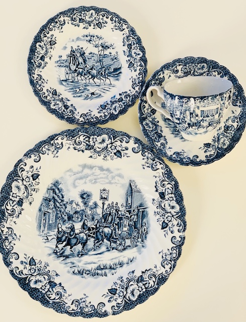 blue and white dishes