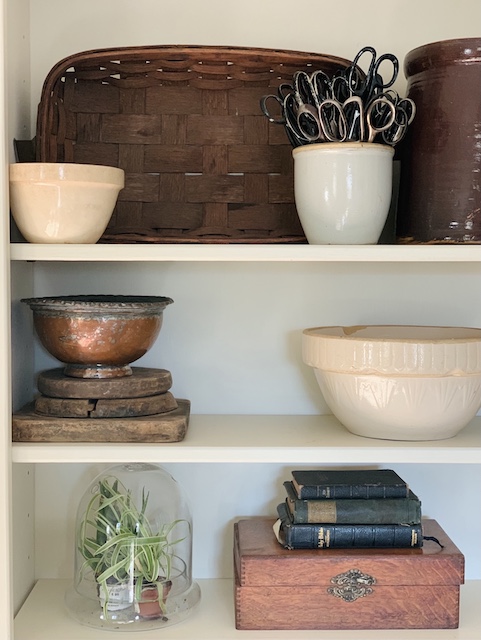Vintage Shelf Decor In The Living Room - MY WEATHERED HOME