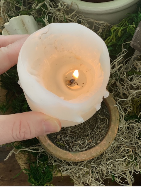 a candle that I put inside the dough bowl