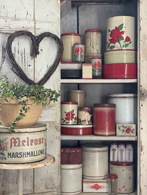 Valentine's Day Decor Ideas For The Kitchen including red tins