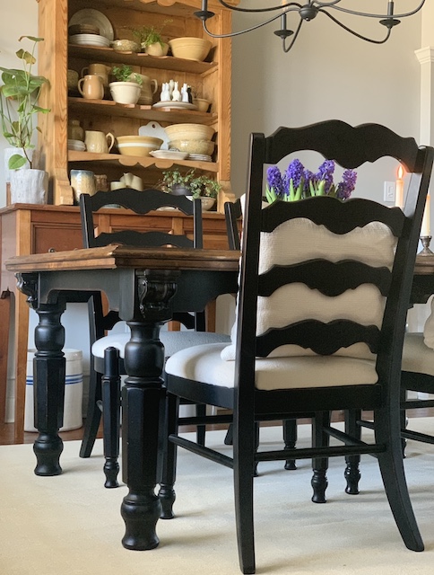 dining room refresh with the table and chairs on it