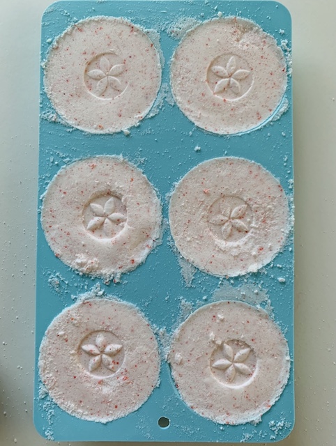 the homemade bath bombs with all of the stamps