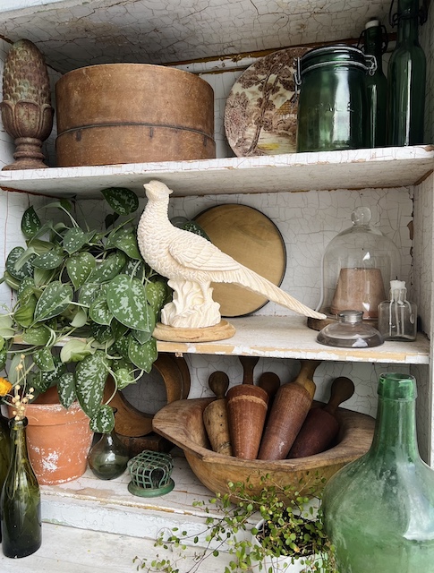 shelf styling refresh with pheasant