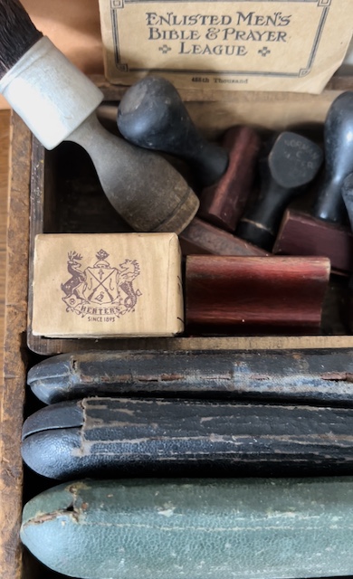 packs of glasses and stamps for the vintage school vignette