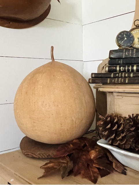 a large gourd that I used in my cozy fall corner nook