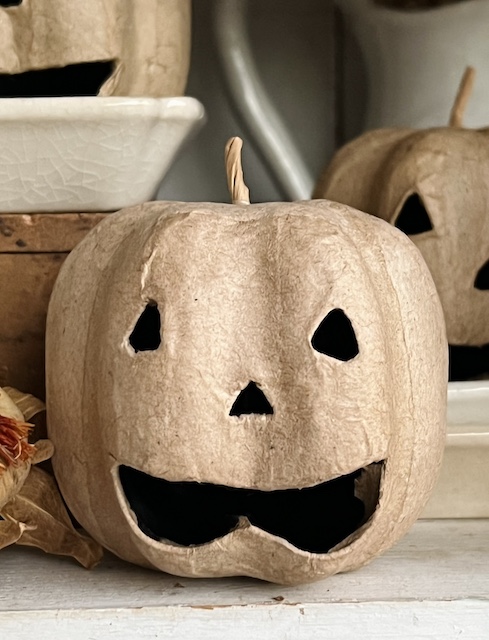 close up of one single neutral paper pumpkin