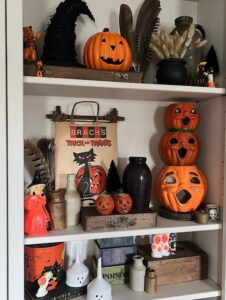 Spooky Vintage Halloween Shelves - MY WEATHERED HOME