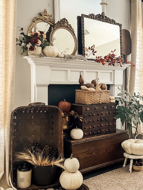 Fall Flowers On The Mantel - MY WEATHERED HOME